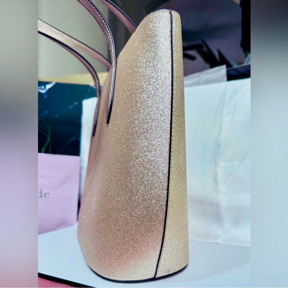 Kate Spade Lrg Gold Glitter Tote Shoulder Bag NWT - Picture 13 of 17